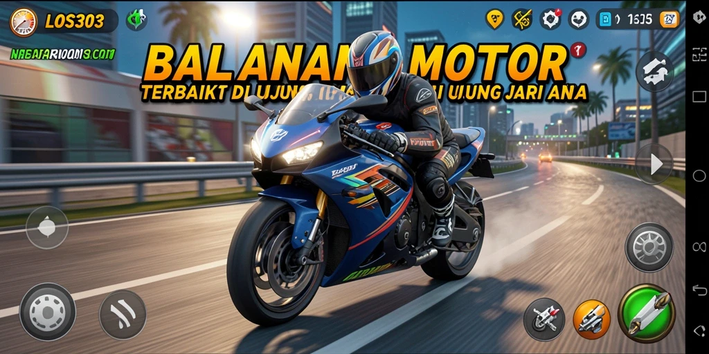 Screenshot dari gameplay seru LOS303 dengan balapan motor di lintasan.