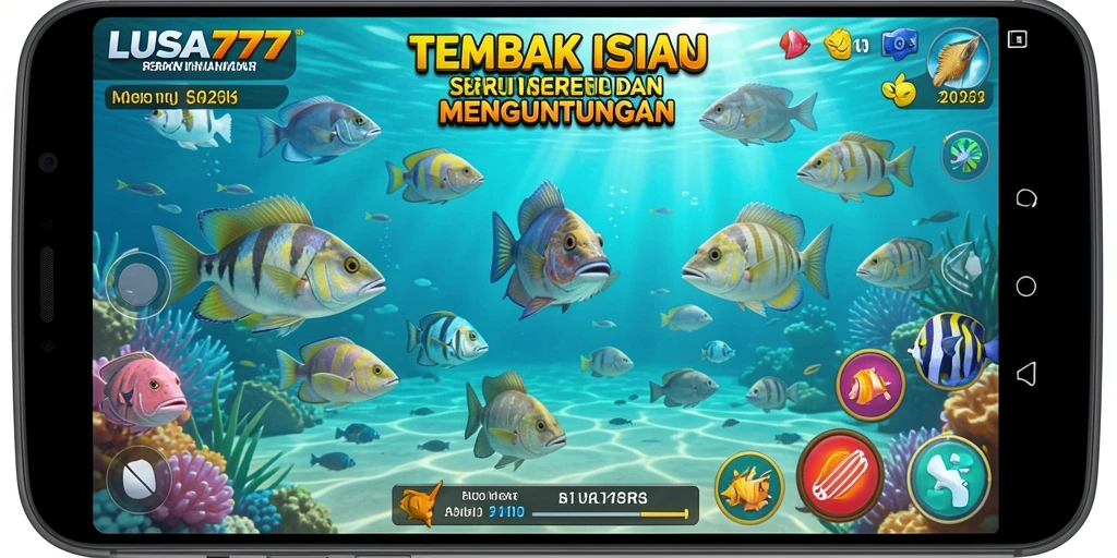 Screenshot gameplay LUSA777 menampilkan momen seru saat menembak ikan.