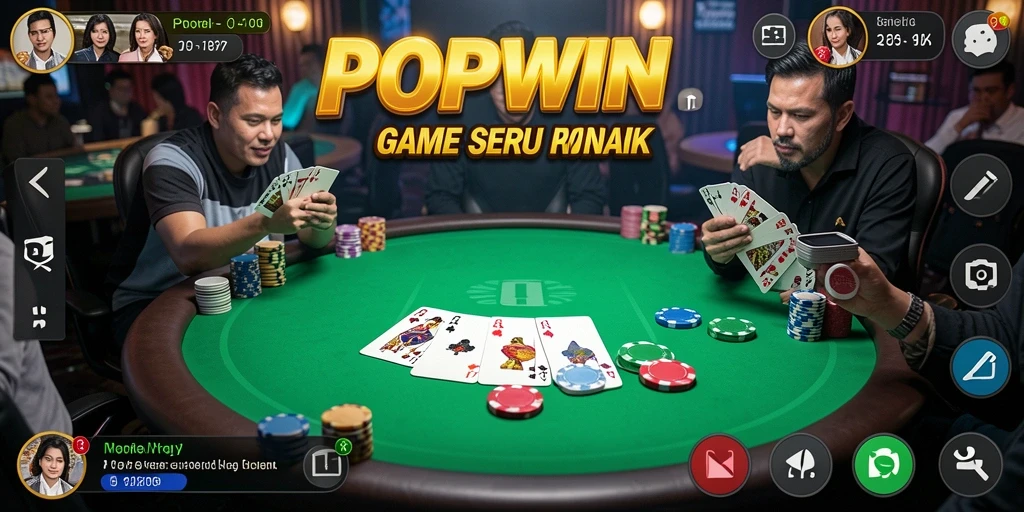 Tampilan utama gameplay Poker di POPWIN yang menyenangkan.