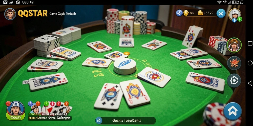 Tampilan gameplay QQSTAR yang penuh aksi dalam permainan Gaple.